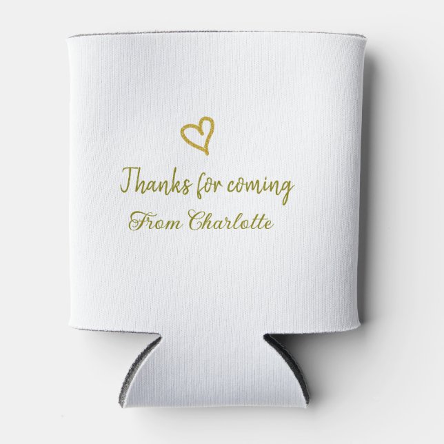 thanks for coming add name text message golden hea can cooler (Front)