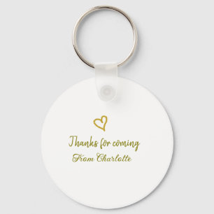 thanks for coming add name text message golden hea keychain