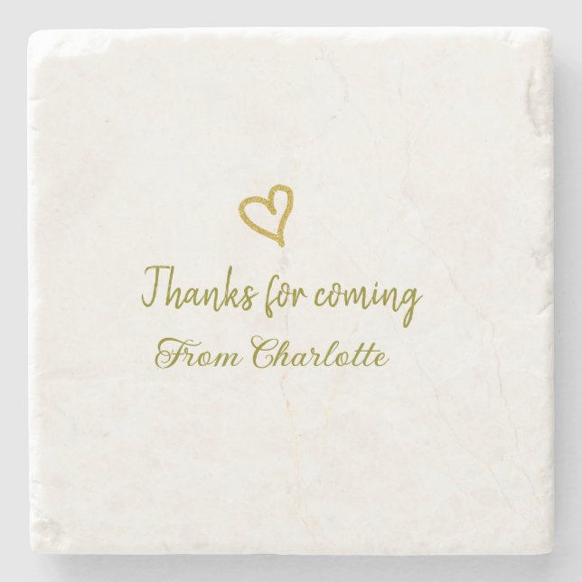 thanks for coming add name text message golden hea stone coaster (Front)