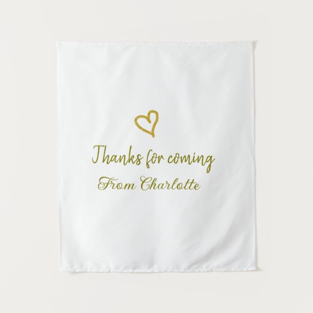 thanks for coming add name text message golden hea tapestry (Front)