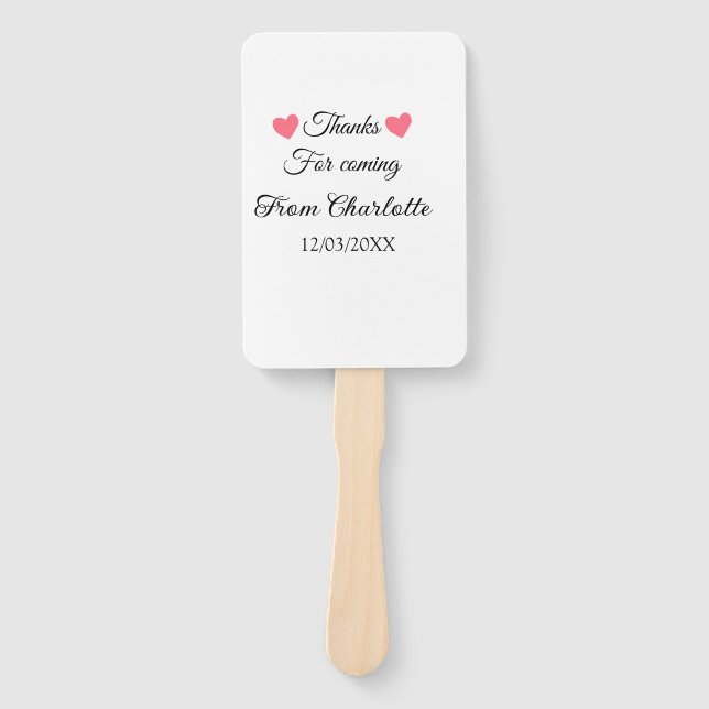 thanks for coming add name text message  hand fan (Front)