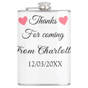 thanks for coming add name text message hip flask