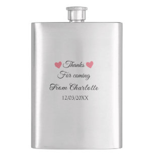 thanks for coming add name text message  hip flask
