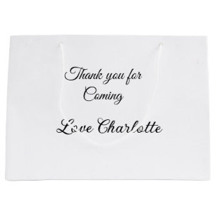 thanks for coming add name text message large gift bag