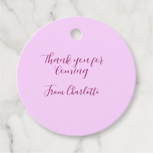 thanks for coming add name text message mauve favour tags