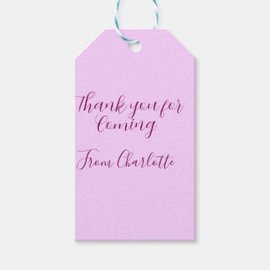 thanks for coming add name text message mauve gift tags