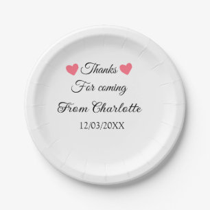 thanks for coming add name text message  paper plate