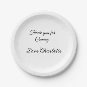 thanks for coming add name text message  paper plate