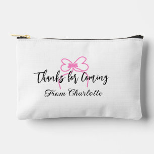 thanks for coming add name text message pink bow f accessory pouch