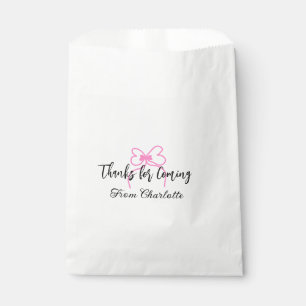 thanks for coming add name text message pink bow f favour bag