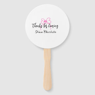 thanks for coming add name text message pink bow f hand fan
