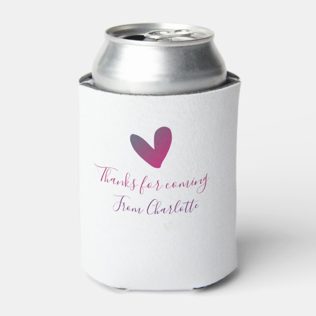 thanks for coming add name text message pink heart can cooler (Can Front)