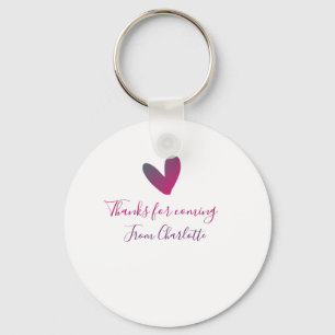 thanks for coming add name text message pink heart keychain