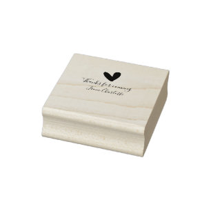thanks for coming add name text message pink heart rubber stamp