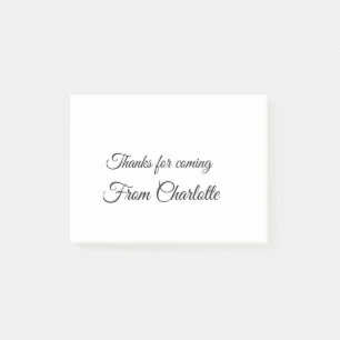 thanks for coming add name text message post-it notes