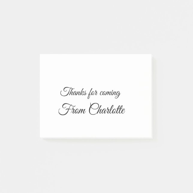 thanks for coming add name text message  post-it notes (Front)