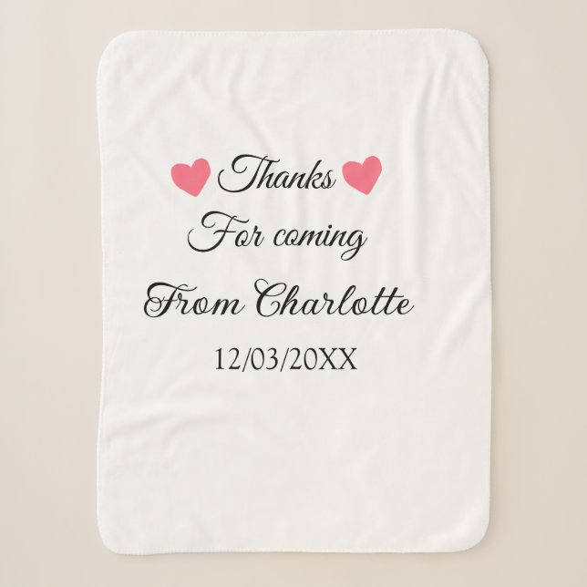 thanks for coming add name text message  sherpa blanket (Front)