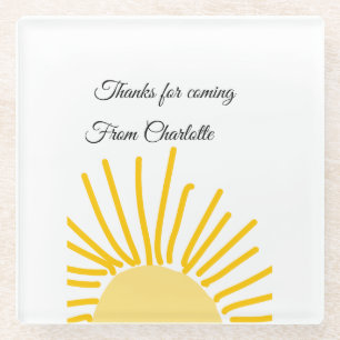 thanks for coming add name text message sun glass coaster