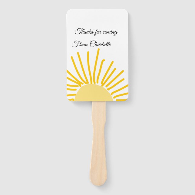 thanks for coming add name text message sun hand fan (Front)