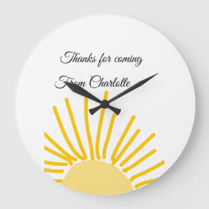 thanks for coming add name text message sun large clock