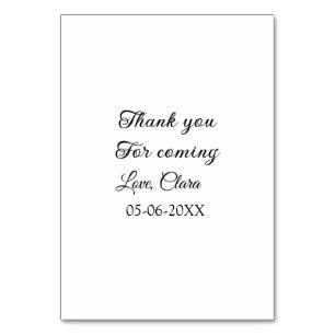 thanks for coming add name text message table number