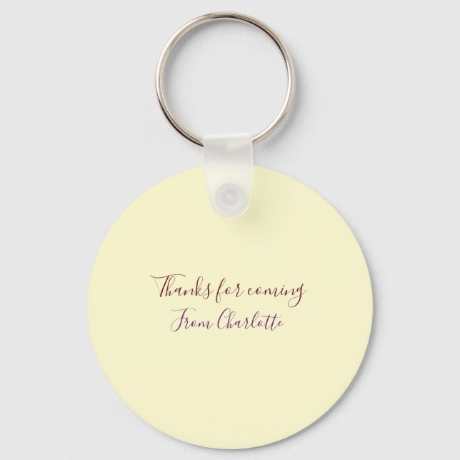 thanks for coming add name text message yellow pas keychain (Front)