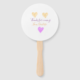 thanks for coming add name text orange purple hear hand fan