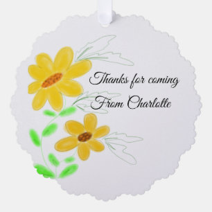 thanks for coming add name text yellow sunflower b ornament card