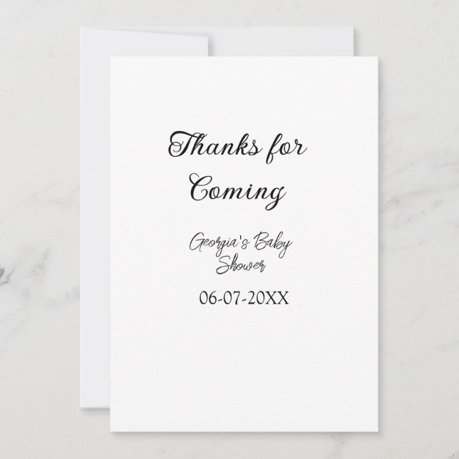 Thanks for coming baby shower modern simple typogr invitation (Front)