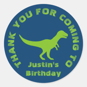 Thanks for coming dinosaur birthday party stickers