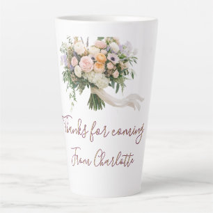thanks for coming floral bouque green blue name mo latte mug
