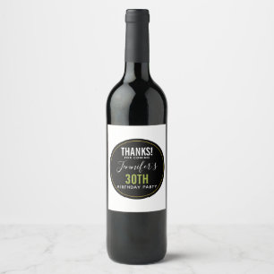 thanks for coming personalized birthday template wine label