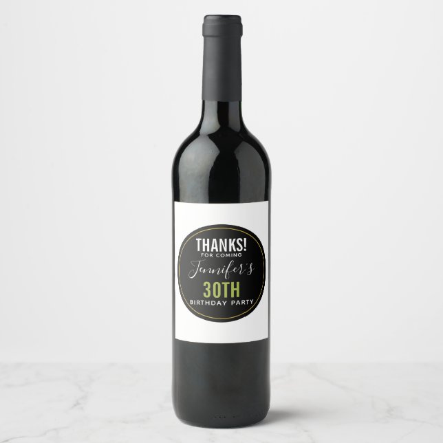 thanks for coming personalized birthday template wine label (Front)