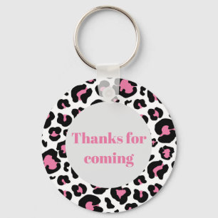 Thanks for coming pink leopard print keychain