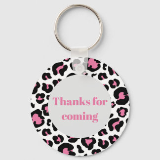 Thanks for coming pink leopard print keychain