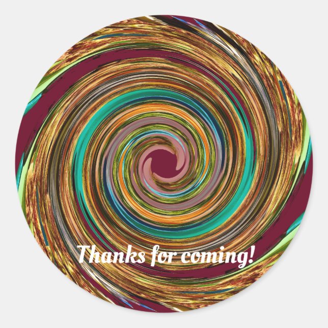 Thanks For Coming Rainbow of Colours Modern Classic Round Sticker (Front)