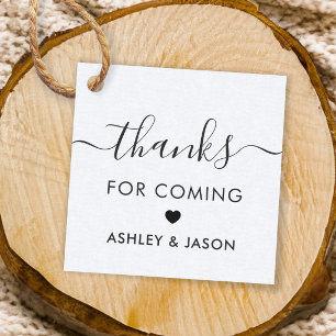 Thanks for Coming Tag, Wedding Thank You, Kraft Favour Tags