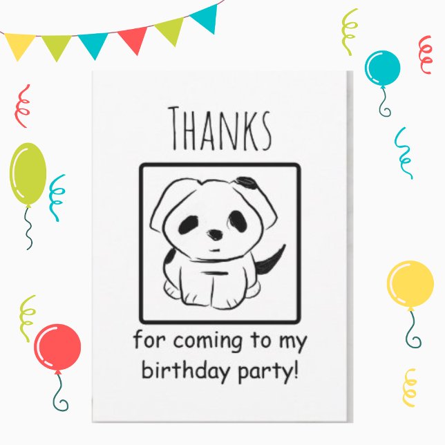 Thanks For Coming To My Birthday Party Puppy Thank You Card (Creator Uploaded)