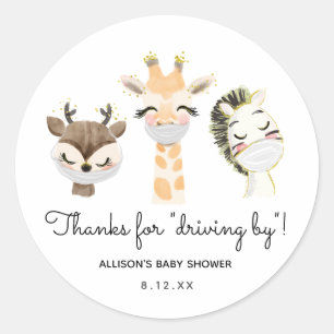 Thanks for Driving By Animals in Masks Favor Tag