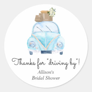 Thanks for Driving By Bridal Shower Favour Sticker