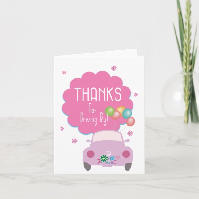 Thanks for Driving By Pink Car Card (Front)