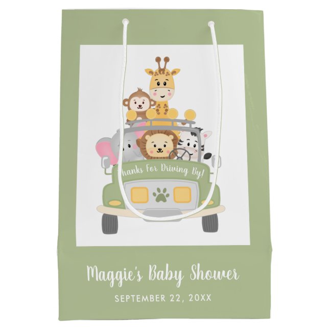 Thanks For Driving By Safari Drive By Baby Shower Medium Gift Bag (Back)