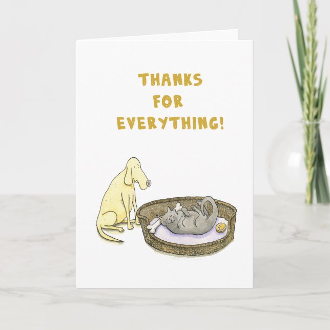 Thanks for everything! Dog and Cat card (Front)