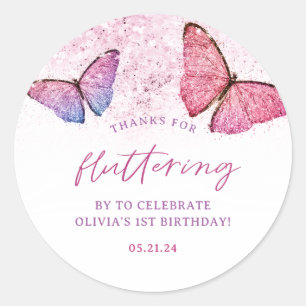 Thanks For Fluttering By Butterfly Thank You Classic Round Sticker