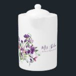 Thanks For Helping Me Bloom Tea Pot<br><div class="desc">Show your appreciation with this lovely watercolor sweet pea, "Thanks for helping me bloom" tea pot! Perfect for teachers! Matching mug available!</div>