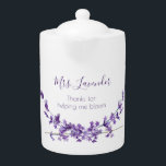 Thanks For Helping Me Bloom Tea Pot<br><div class="desc">Show appreciation with this lovely watercolor lavender, "Thanks for helping me bloom" tea pot! Perfect for teachers! Matching mug available!</div>
