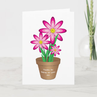 Thanks For Helping Me Grow - Happy Flower Thank You Card