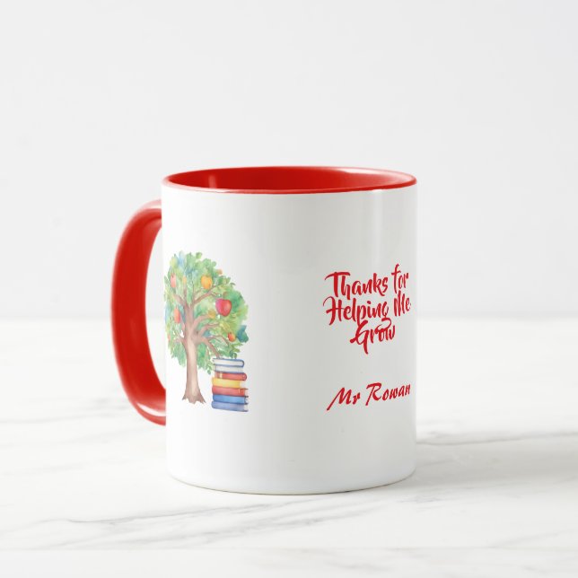 Thanks for Helping Me Grow,Personalized Teacher  Mug (Front Left)