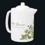 Thanks For Helping Me Grow Tea Pot<br><div class="desc">Show appreciation with this lovely watercolor leaf, "Thanks for helping me grow" tea pot! Perfect for teachers! Matching mug available!</div>