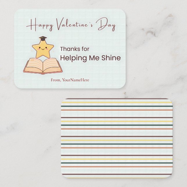 Thanks for Helping Me Shine Teacher Card (Front/Back)
